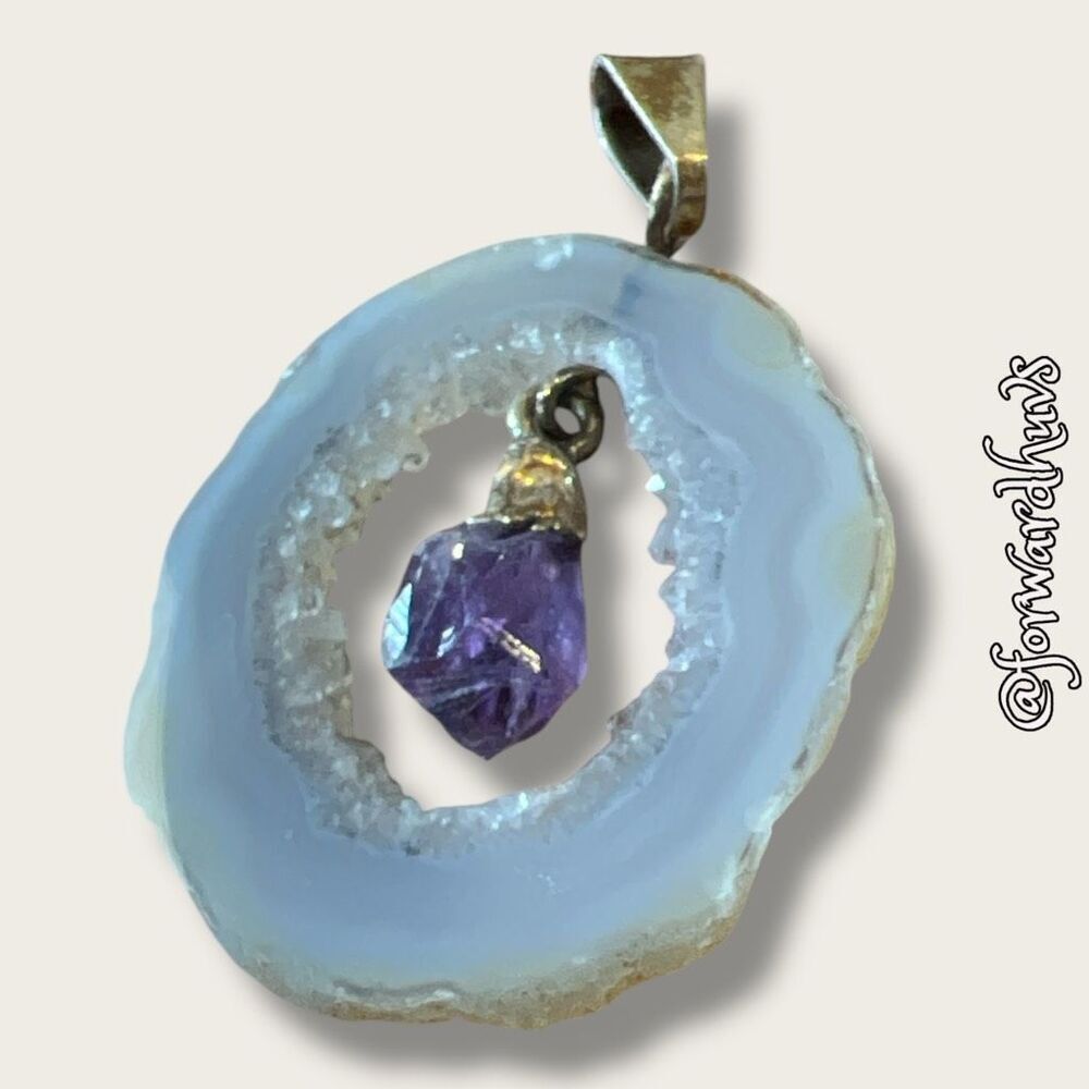 Crystal and Amethyst Pendant without Chain - Picture 5 of 8